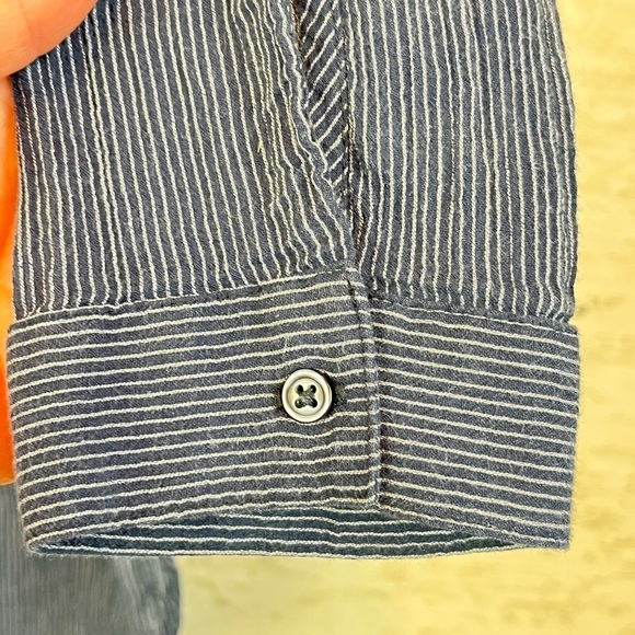 Women's Organic Cotton Tunic Top Railroad Stripe Hidden Buttons Peppy Natural 42 - Picture 7 of 16